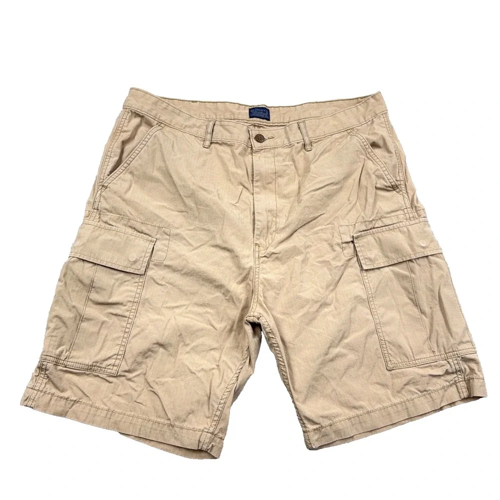 Levis Cargo Shorts Men 38 Tan Brown Rip Stop Canvas Hiking Dad Adult Utility